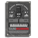 Music Recording Studio Retro Poster Entertainment Illustration Aesthetic Prints Sound Room Home Club Bar Decor Art Wall Painting