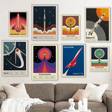 Retro Abstract Space Shuttle Sputnik Minimalist Posters and Prints Canvas Printing Wall Art Picture for Living Room Home Decor
