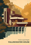 Minimalist Fallingwater House Bauhaus Classic Architecture Abstract Poster Canvas Painting Wall Art Pictures Living Home Decor