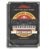 Music Recording Studio Retro Poster Entertainment Illustration Aesthetic Prints Sound Room Home Club Bar Decor Art Wall Painting
