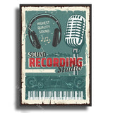 Music Recording Studio Retro Poster Entertainment Illustration Aesthetic Prints Sound Room Home Club Bar Decor Art Wall Painting