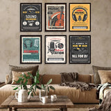 Music Recording Studio Retro Poster Entertainment Illustration Aesthetic Prints Sound Room Home Club Bar Decor Art Wall Painting