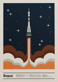 Retro Abstract Space Shuttle Sputnik Minimalist Posters and Prints Canvas Printing Wall Art Picture for Living Room Home Decor