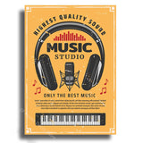 Music Recording Studio Retro Poster Entertainment Illustration Aesthetic Prints Sound Room Home Club Bar Decor Art Wall Painting