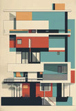 Minimalist Fallingwater House Bauhaus Classic Architecture Abstract Poster Canvas Painting Wall Art Pictures Living Home Decor
