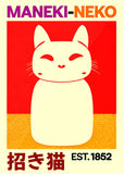 Good Luck Cat Maneki Neko Cat Ramen Sushi Anime Painting Canvas Print, Japanese Poster for Living Room Kitchen Decor Cuadros
