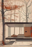 Minimalist Fallingwater House Bauhaus Classic Architecture Abstract Poster Canvas Painting Wall Art Pictures Living Home Decor