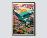 Mount Fuji Sunrise Wave Landscape Wall Art Poster, Japanese Wave Canvas Prints for Modern Living Room and Bedroom Decortions
