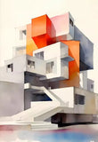 Minimalist Fallingwater House Bauhaus Classic Architecture Abstract Poster Canvas Painting Wall Art Pictures Living Home Decor