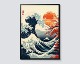 Mount Fuji Sunrise Wave Landscape Wall Art Poster, Japanese Wave Canvas Prints for Modern Living Room and Bedroom Decortions