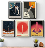 Retro Abstract Space Shuttle Sputnik Minimalist Posters and Prints Canvas Printing Wall Art Picture for Living Room Home Decor