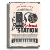 Music Recording Studio Retro Poster Entertainment Illustration Aesthetic Prints Sound Room Home Club Bar Decor Art Wall Painting
