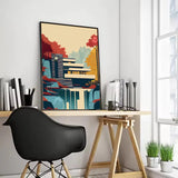 Minimalist Fallingwater House Bauhaus Classic Architecture Abstract Poster Canvas Painting Wall Art Pictures Living Home Decor