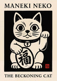 Good Luck Cat Maneki Neko Cat Ramen Sushi Anime Painting Canvas Print, Japanese Poster for Living Room Kitchen Decor Cuadros